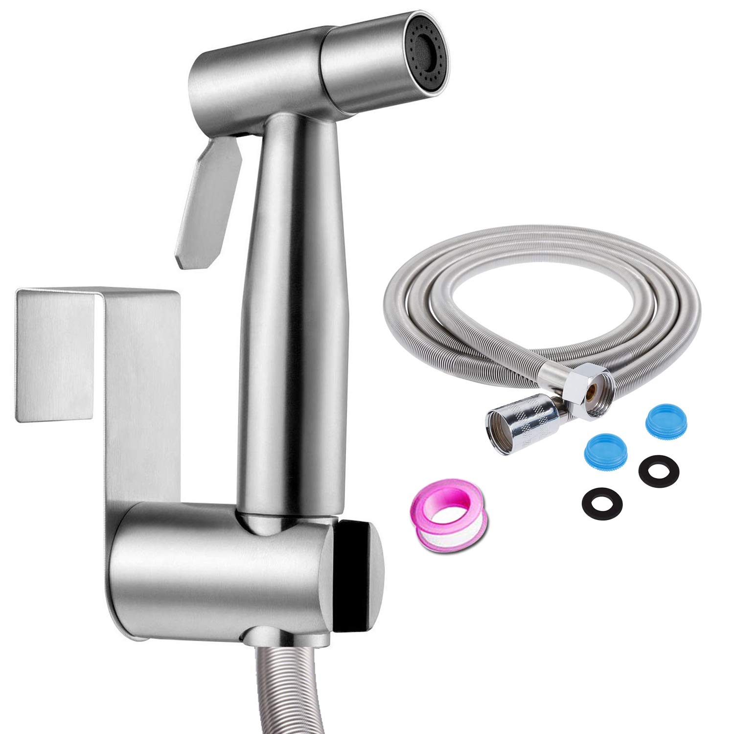 Bidet Toilet Sprayer,Handheld Bidet Sprayer for Toilet Stainless Steel Bidet Sprayer kit, Baby Cloth Diaper Sprayer, Easy to Install,With1.5m Spring Shower Hose and Hook