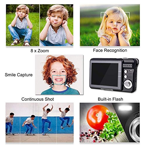 Digital Camera, Lyyes 2.7" Mini Camera HD 720P Digital Point Shoot Camera 8X Zoom Camera for Kids and Gifts (Black) - Thumbnail 5