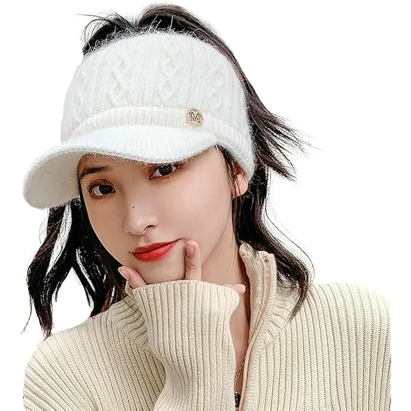 YUSSTAR Open Beanie with Earflaps Visor Brim Bun Ponytail  display picture 1