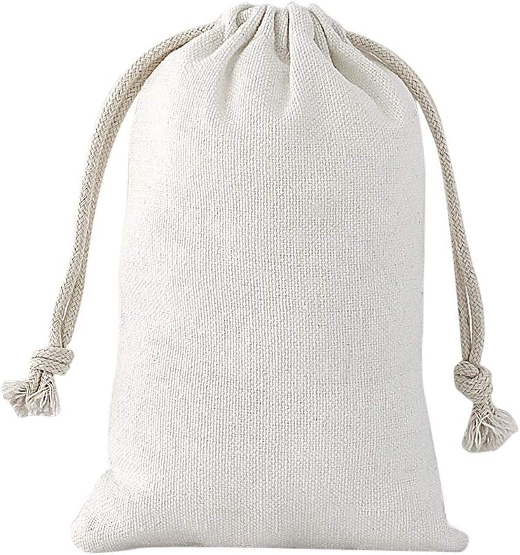 SumDirect 20Pcs Cotton Muslin Bags,White Mini lightweight Gift Bags Breathable Pouches with Drawstring Reusable Packing Storage Bags for Wedding Party