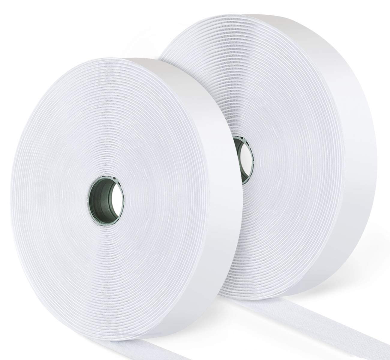 ilauke 15M Hook and Loop Tape, Self Adhesive Tape Heavy Duty Reusable Double Sided Sticky Back Fastening Sticky (20 mm, White)