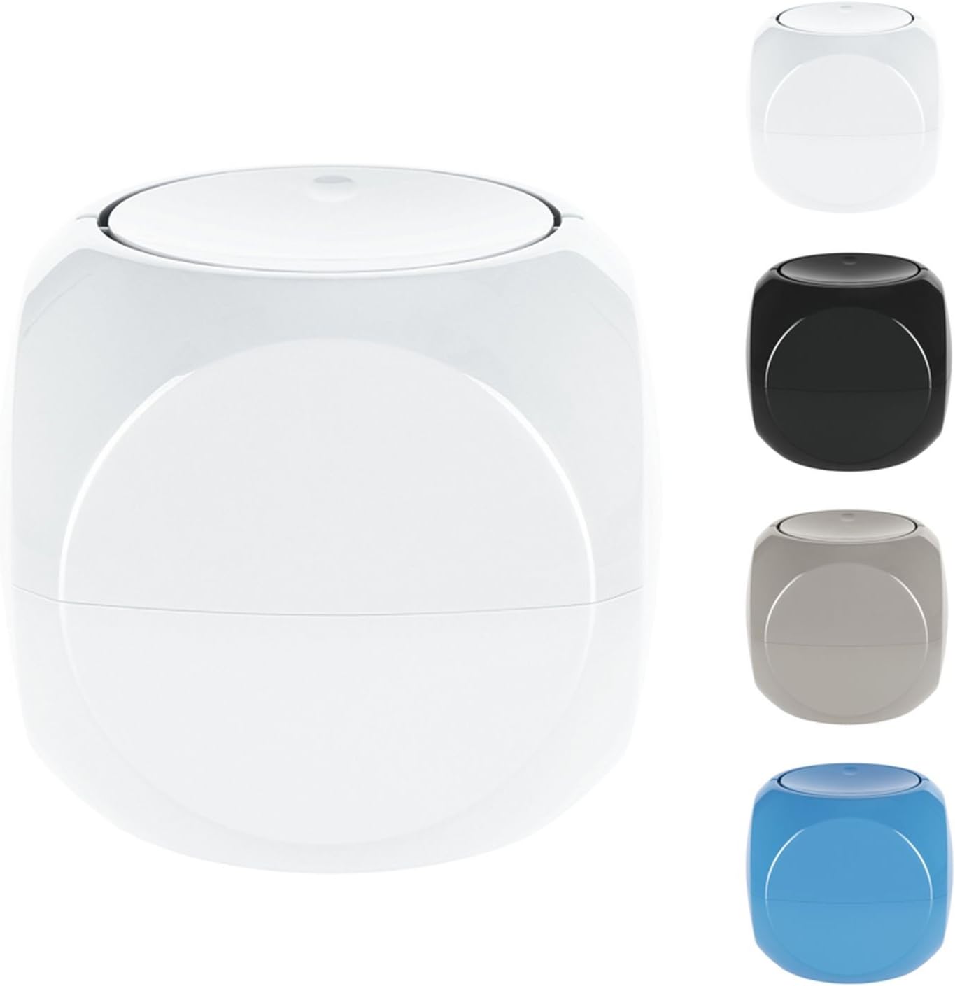 Spirella Kosmetikeimer 1 Liter Abfalleimer Schwingdeckeleimer Tischabfalleimer Dice Weiß