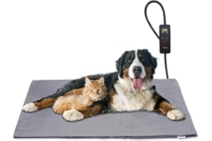 Toozey Pet Heating Pad, 6 Adjustable Temperature Dog Cat Heating Pad with Timer, Indoor Pet Heating Pads for Cats Dogs with Chew Resistant Cord, Electric Pads for Dogs Cats, Pet Heated Mat