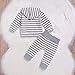 Besokuse Newborn Baby Boys Girls Hooded Sweatshirt T-shirt Tops+Striped Pants Kids Outfits Clothes Set (Grey, 18-24Months)