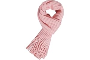 Fjgyjt Kids Scarf Winter Knitted Kids Scarves Toddler Warm Fringe Scarf for Girls Boys, Pink