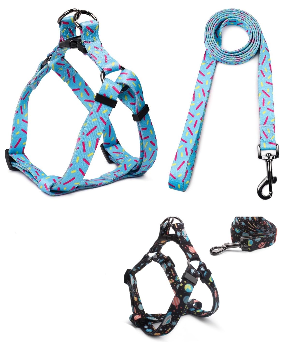 Cosyhome London Dog Harness Leash Set, Breathable,Adjustable,Dog Lead and Harness No Pull Small Medium Large dog(S, blue chips)
