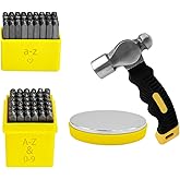 65Pcs Metal Stamping Kit, 1/8"(3mm) Font Uppercase & Lowercase Letter & Number Punches(A-Z, a-z, 0-9, &, Love)+Steel Block+Metal Stamping Hammer(63Pcs 3mm)