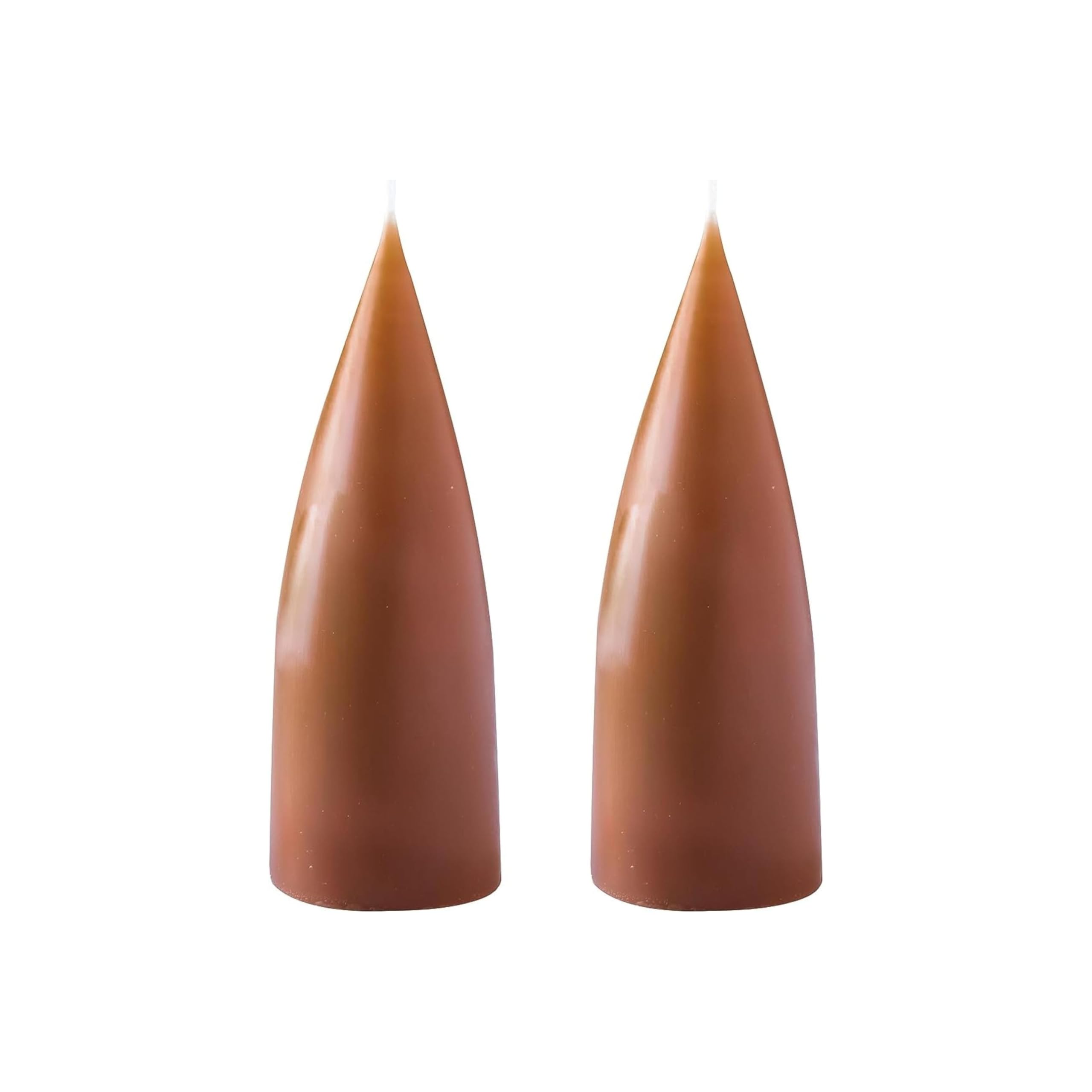 Kunstindustrien® Cone Shaped Candles, Made in Denmark, 43 colours available, Dripless & Smokeless Pillar Candles, Candles long burning 15 hours, Unscented Candle gift set, 2pcs 6.5 x 16cm (Terracotta) — image 1