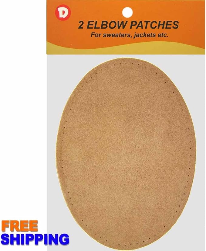 Two Large SewOn Natural Suede Elbow Patches 4.75 in x 6.5
