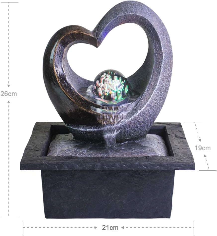 Ferrisland Tabletop Water Garden Zen Fountain with LED Light, Fountain Fengshui Indoor Decoration – Zen Meditation Tabletop Decorative Waterfall Kit with Submersible Pump for Office and Home Decor: Home & Kitchen