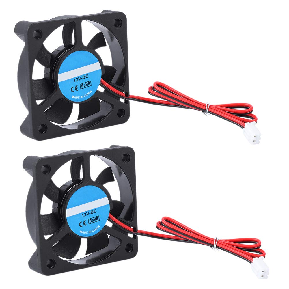 VBESTLIFE 2Pcs 3D Printer Accessory Part DIY 5010 Cooling Fan 2Pin 12V 4000-6500 RPM 30dB 8-14CFM
