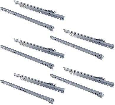 Emuca Drawer Runners 350mm With Partial Extension In Silver Grey
