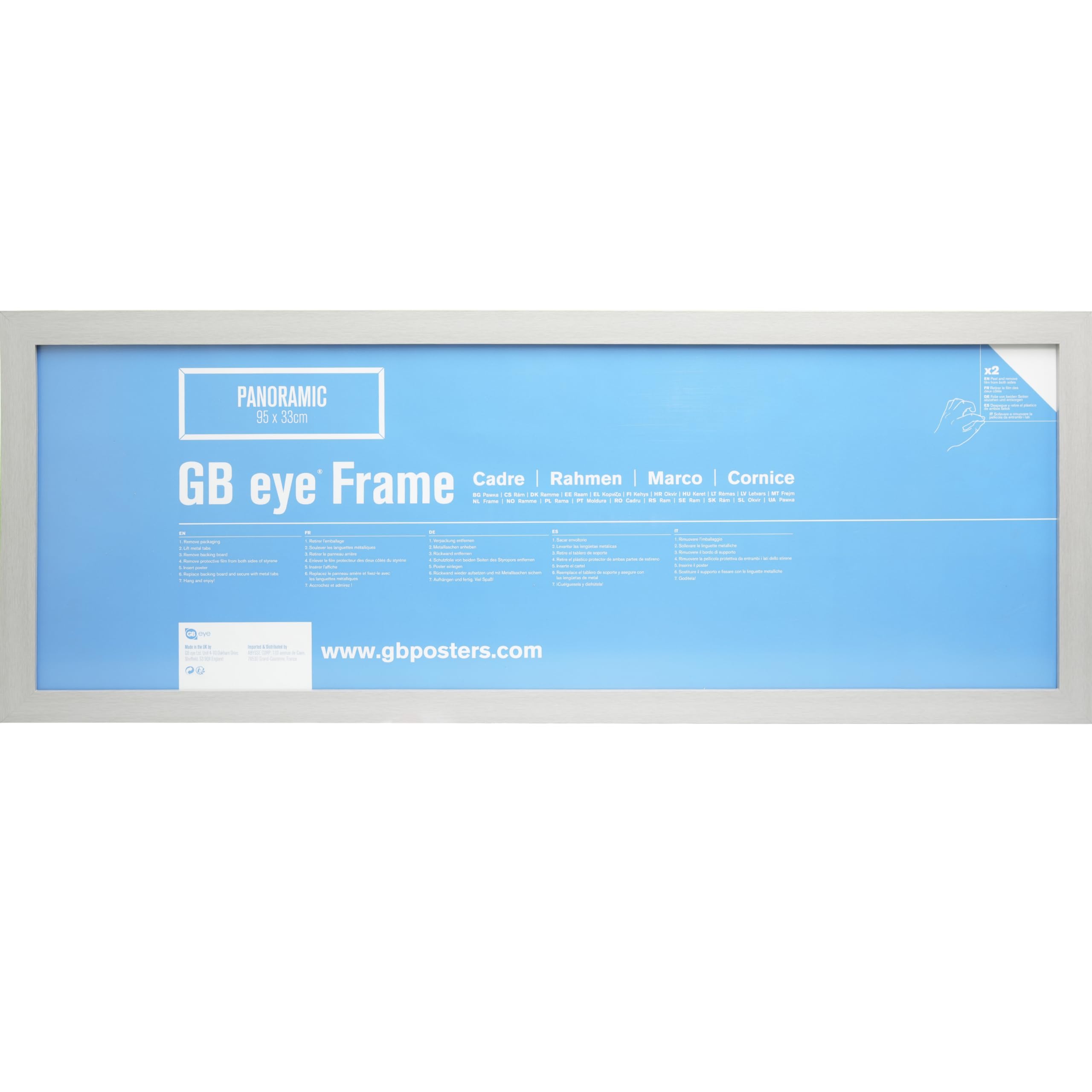 GB eye Contemporary Wooden Silver Picture Frame - 33 x 95cm — image 1