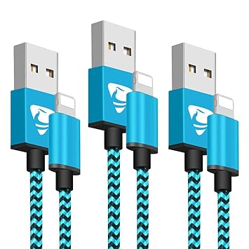 Aione MFI-Zertifiziert Phone Kabel [2m, 3 Pack] Nylon geflochten Schnelles Ladekabel Kompatibel mit iPhone X/XR/XS/X MAX/8/7/