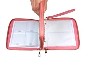 FINGERANGEL Finger Angel Nail Art Stamping Plate Orangizer Double Zipper Nail Plate Cases 192 Slots Nail Stencil Holder Pink Color Nail Template Collection