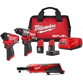 Milwaukee M12 FUEL 12-Volt Li-Ion Brushless Cordless Hammer Drill and Impact Driver Combo Kit (2-Tool) W/Free M12 3/8 in. Ratchet