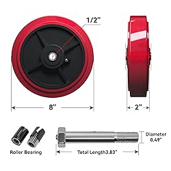 LONGRUNFORU 8" x 2" Caster Wheels, Polyurethane on