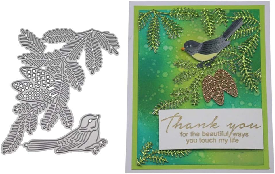 Leaves Bird Die Cuts for Card Making, YESSKO Metal Cutting Dies Die Cut Stencil Pattern Template Mould for DIY Embossing Scrapbooking Birthday Festival Decorations Decor New