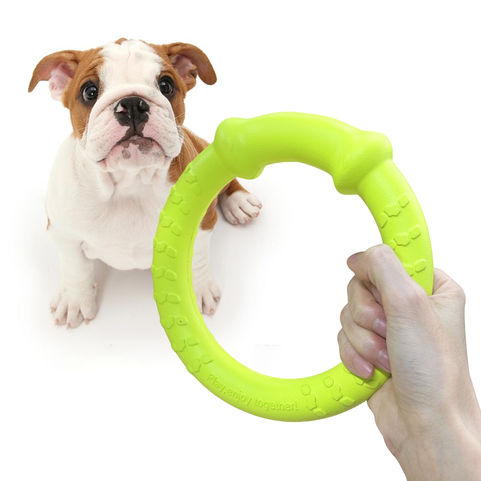 LaRoo Dog Flying Ring Toys, Floating Flying Disc ABS Durable Interactive Chew Toys for Training Outdoor Playing Puppy Medium Large Dogs (Small Green/18cm)
