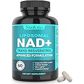 Svovita NAD Supplement 500mg, Liposomal NAD+ Supplement with Trans-Resveratrol for Women & Men, Vegan Non-GMO, 60 Capsules