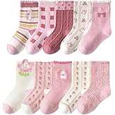 Toptim Kids Girls' Crew Socks Cute Casual Dress Cotton Socks 3-12 Years