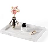 Erongoo Real Natural Marble Tray, 11.7" x 7.8" Decorative Vanity Tray for Bathroom Countertop, Kitchen Counter, or Catchall, White Coffee Table Tray for Jewelry, Perfume, Candles, Office, Home Decor