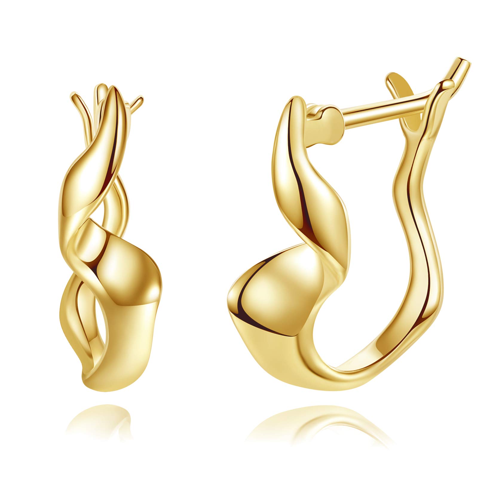 VIKI LYNN 18K Gold Plated Post Twist Hoop Earrings for Women 925 Sterling Silver Jewelry Statement Earrings for Women Gift