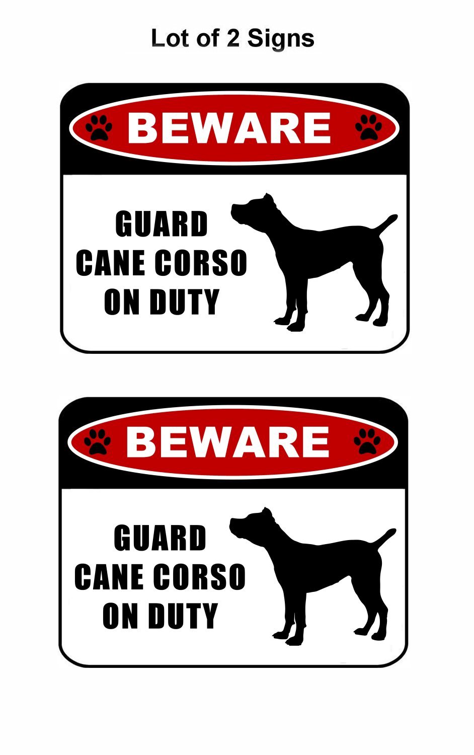 Pcscp 2 Count Beware Guard Cane Corso Silhouette On Duty 115 Inch X 9 Inch Laminated Dog Sign