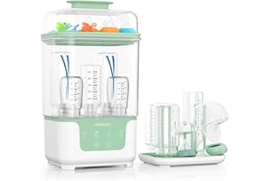 Momcozy Bottle Sterilizer and Dryer, Modular Nesting Space Saving Design, 6 Bottles Capacity, 4 in 1 Compact Sterilizer for Baby Bottles, Breast Pump Parts & Newborn Essentials, Drying Rack Included