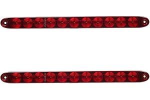 Partsam 2PCS Red 15" 11 LED Trailer Light Bar Sealed Stop Turn Tail Park Third 3rd Brake Light Truck Trailer Marker ID Bar Wa