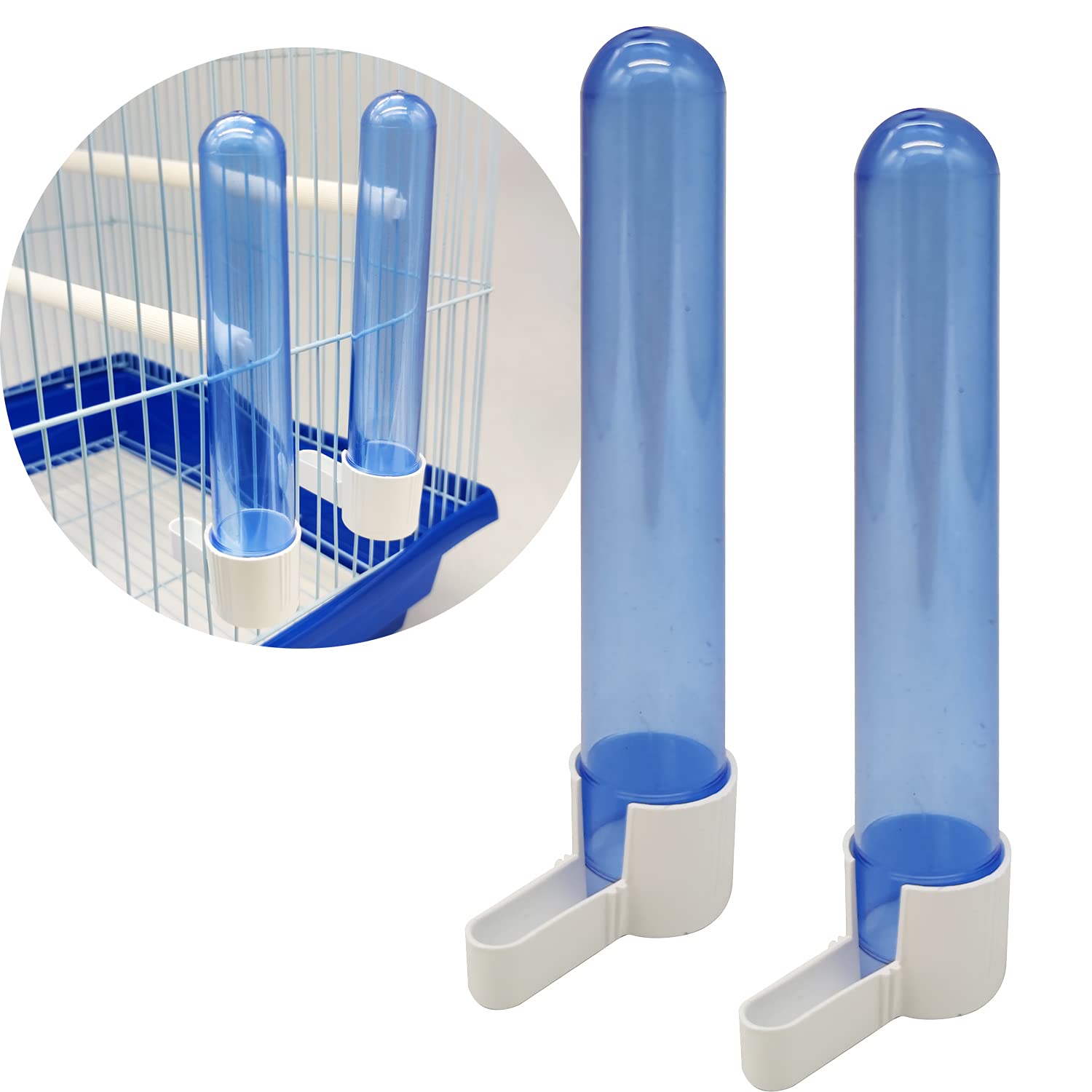 BPS 2 Pcs Large Cage Feeder/Drinker for Rabbit Parrot Size L Length 16.2 cm BPS-15402