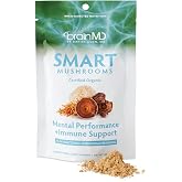 BrainMD Dr Amen Smart Mushrooms Certified Org Powder, 3.2 Oz, 30 Servings | Certified organic dietary supplement with a gluten-free, sugar and soy-free formula, 6-mushroom blend, supports immune health