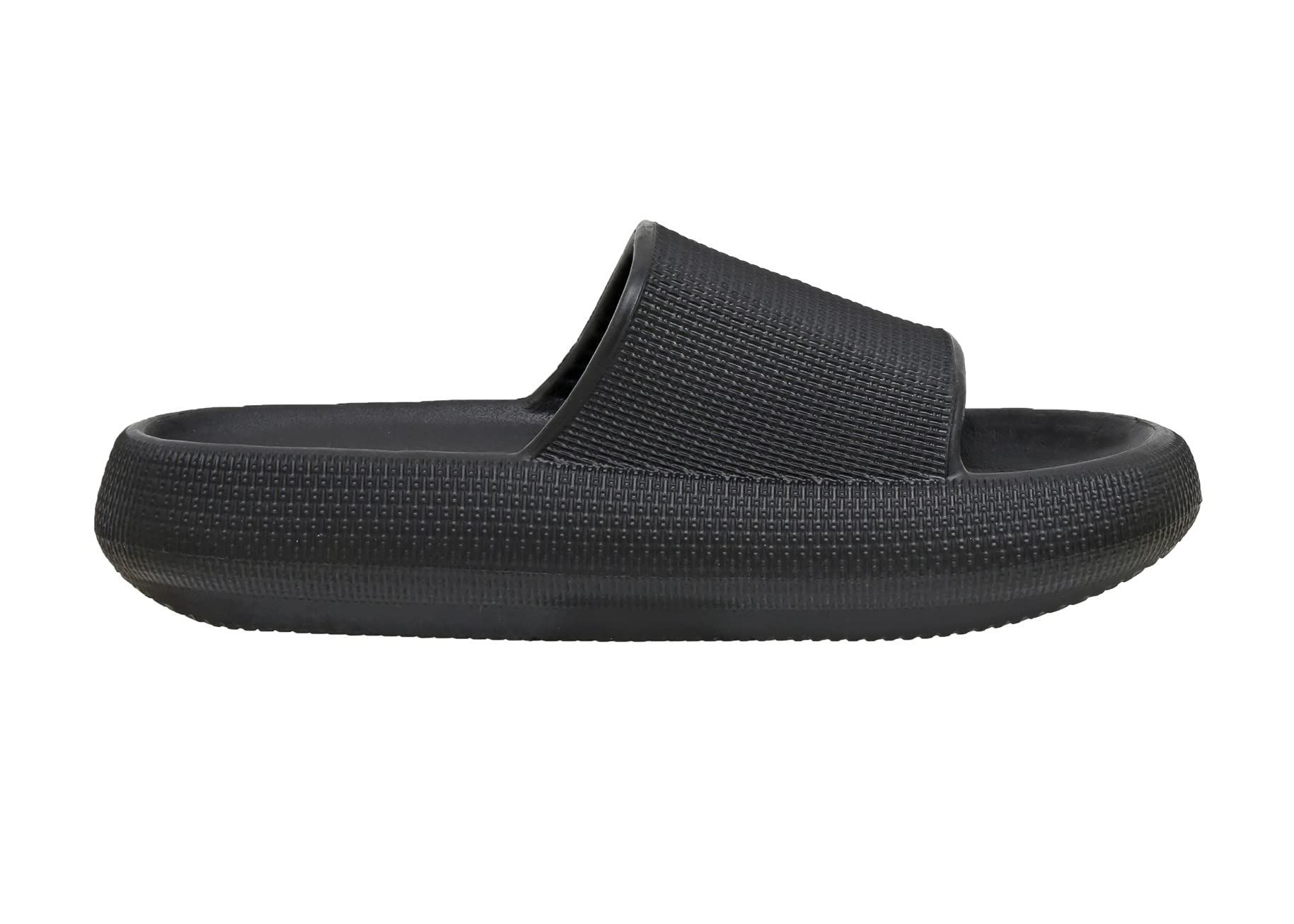 CUSHIONAIRE Feather EVA Slides for Women – Comfortable Slip On Womens Slippers, Indoor Outdoor Shower Shoes, Beach Essential Cloud Slides