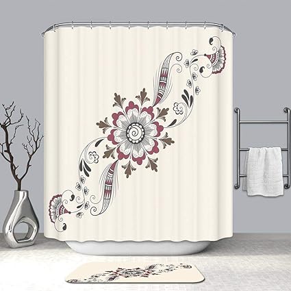 Amazon Com Creative Shower Curtain And Bath Mat Rug Henna