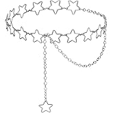 Nogeqi Star Waist Chain Belt, Adjustable Silver Belt Chain, Decorative Y2k Metal Belts Accessories for Women Girls Jeans Casual Pants Dresses Skirts