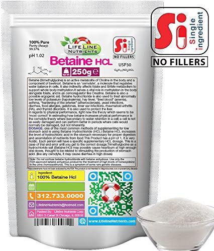 250g (8.8oz) 100% Pure Betain Hcl (Hydrochloride)