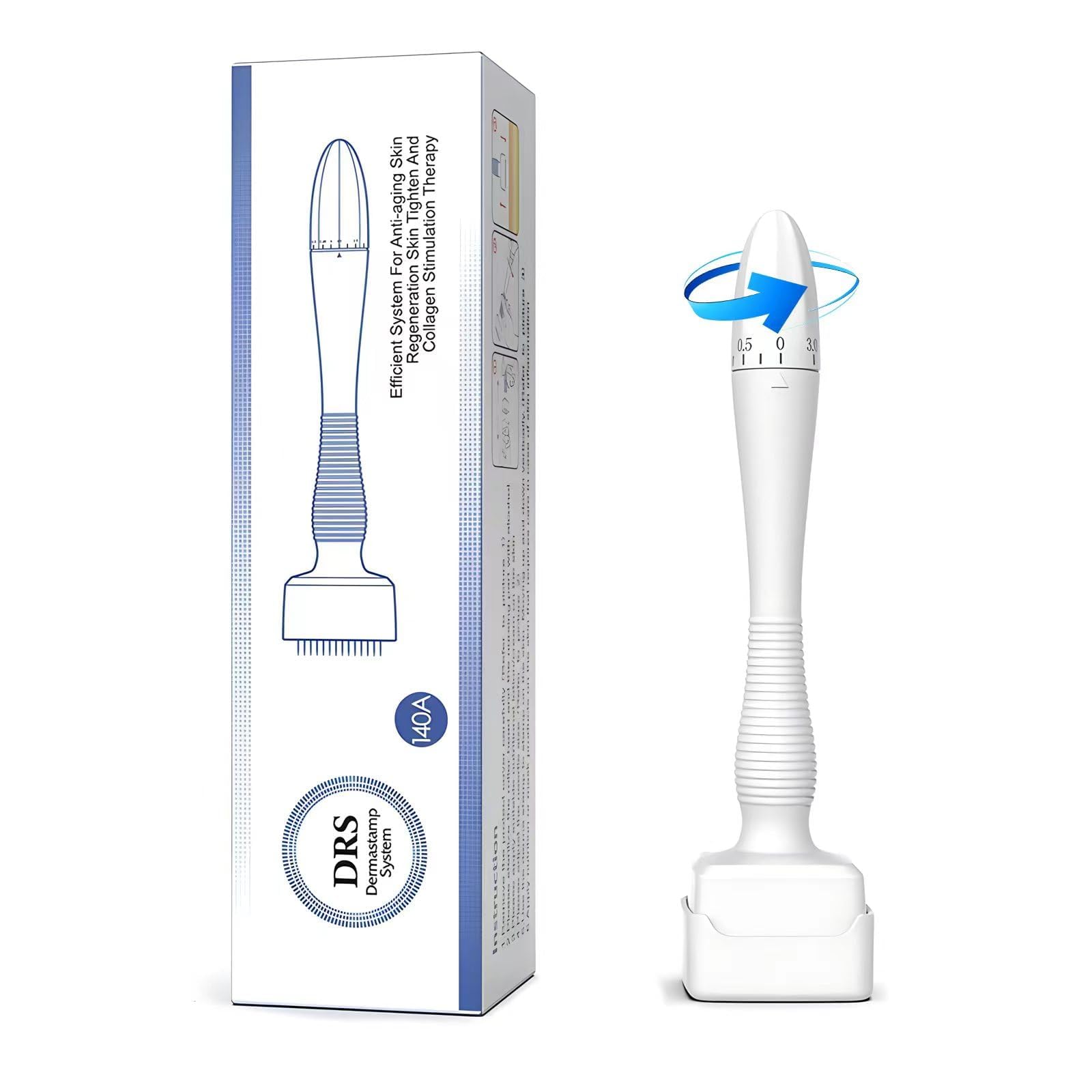 ZephyrCraft Derma Stamp, Beard Growth Micro Elegant Pen for Hair and Beard Growth, Lightweight, Micro Needle Stamp 0-3 Mm, 140 Grade A Titanium Needles, Dermastamp Adjustable