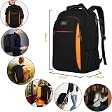 MATEIN Travel Laptop Backpack 15.6 Inch Anti Theft Water Resistant Black Orange view 3
