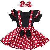 IBTOM CASTLE Polka Dots Tutu Costume for Baby Girl Princess 1st Birthday Party,Dress Up w/Overall Suspender Skirt,Headband