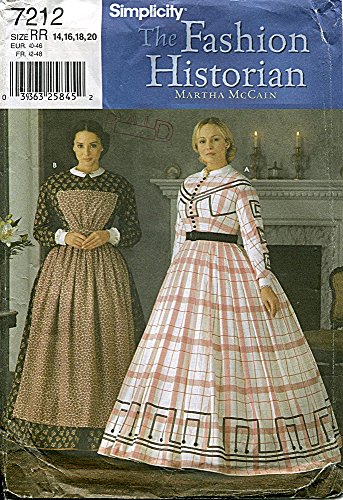 Simplicity Pattern 7212 The Fashion Historian by Martha McCain Civil War Gown, Size RR (14-16-18-20)