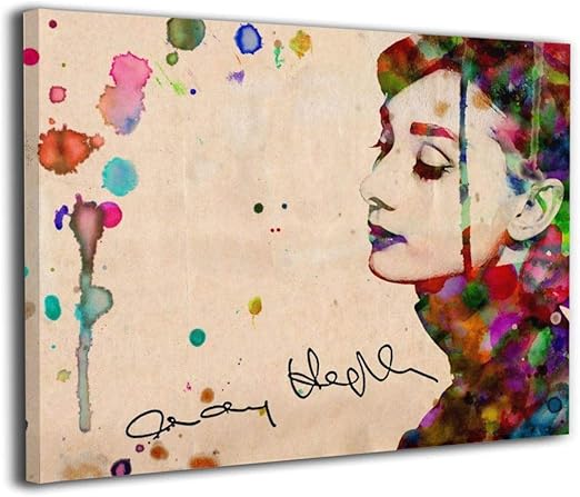 Amazon Audrey Hepburn オードリー ヘプバーン 絵画 キャンバス絵画 インテリアパネル 壁絵 油彩アート アートパネル アートフレーム 壁飾り 壁掛け 完成品 縦 40 50cm ウォールステッカー オンライン通販