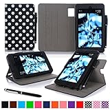 Fire HD 6 2014 Case, roocase Dual View Fire HD 6 Folio Case Cover with Stand [Supports Auto Sleep/Wake Feature] for Amazon Fire HD 6 2014, Polkadot Black