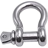 MarineNow 316 Stainless Steel Bow Shackle with Oversized Screw Pin, Marine-Grade Hardware for Anchor Lines, Towing, Dinghies, Canoes, Trailers, Utility Tie-Downs & Off-Road Recovery