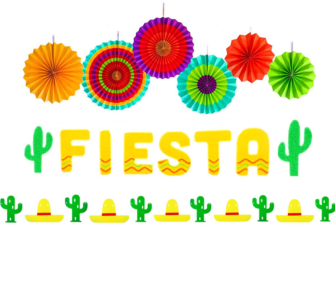 Set Of 3 Jevenis Fiesta Banner Cactus Garlands Cinco De Mayo Banners