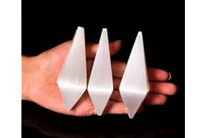 AMOYSTONE Selenite Crystal Point Natural Crystal Cone Tip Selenite Sticks 3.8" Reiki Healing Chakra 3PCS