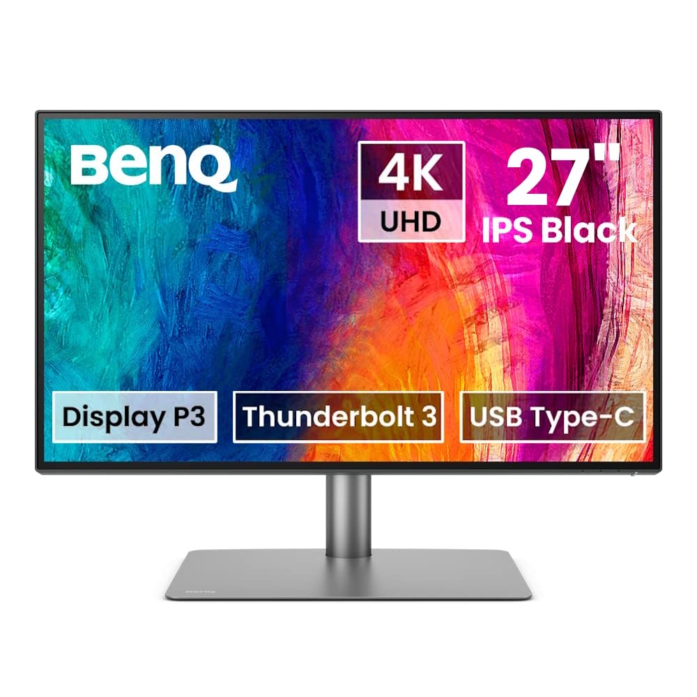 BenQ PD2725U Designer Monitor (AQCOLOR Technology, 27 inch, 4K UHD, P3 Wide Color, Thunderbolt 3, DisplayHDR 400, KVM, Compatible for MacBook Pro M1/M2), black