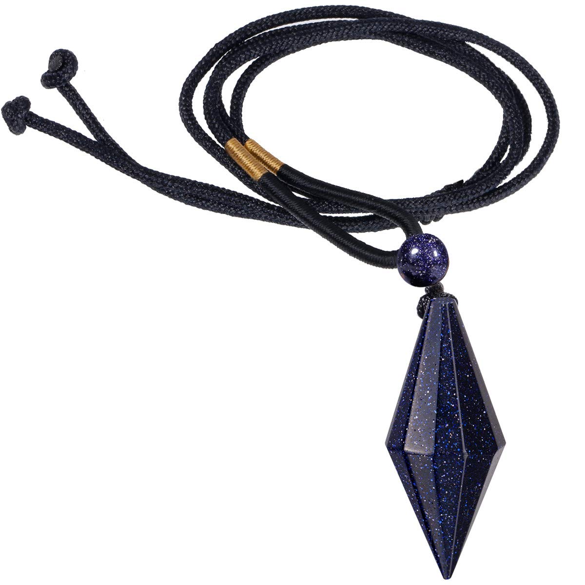 Nupuyai Blue Sand Stone Crystal Point Necklace for Women Men, Faceted Stone Pendulum Pendant with Adjustable Cord 65cm