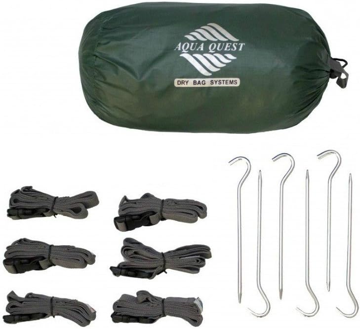 Aqua Quest Guide Tarp - 100% Waterproof Ultralight Ripstop SilNylon Backpacking Rain Fly - 10x7, 10x10, 13x10, 20x13 Green or Olive Drab
