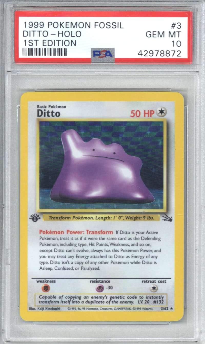 Ditto 1999 Pokemon 1st Edition Trading Card Holo #3 PSA 10