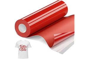 JAVIGA Dark Red Heat Transfer Vinyl, 12" x 35ft Red Iron on Vinyl Roll for Cricut, Silhouette, Cameo Cutters & Heat Press, Red Vinyl for DIY Fabrics Design